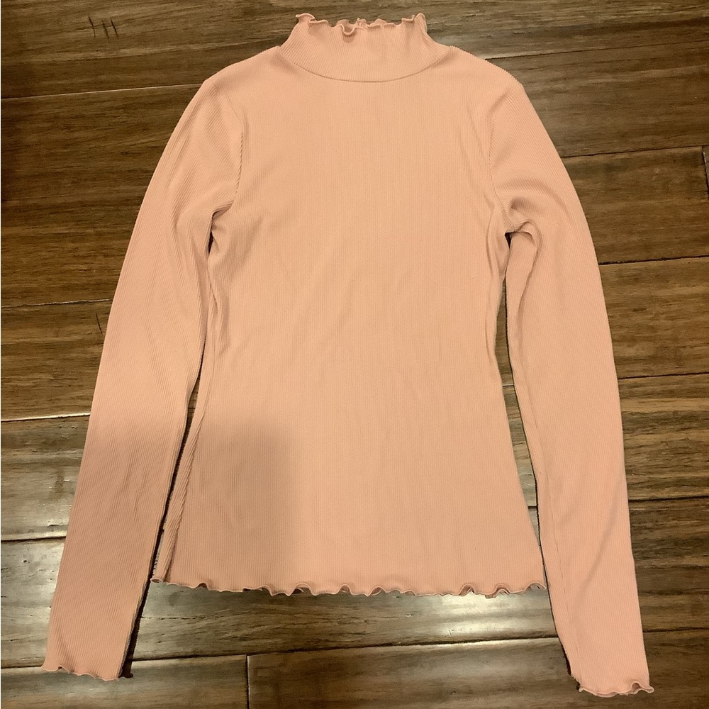 Pink Ribbed Turtleneck Top - Picture 5 of 5